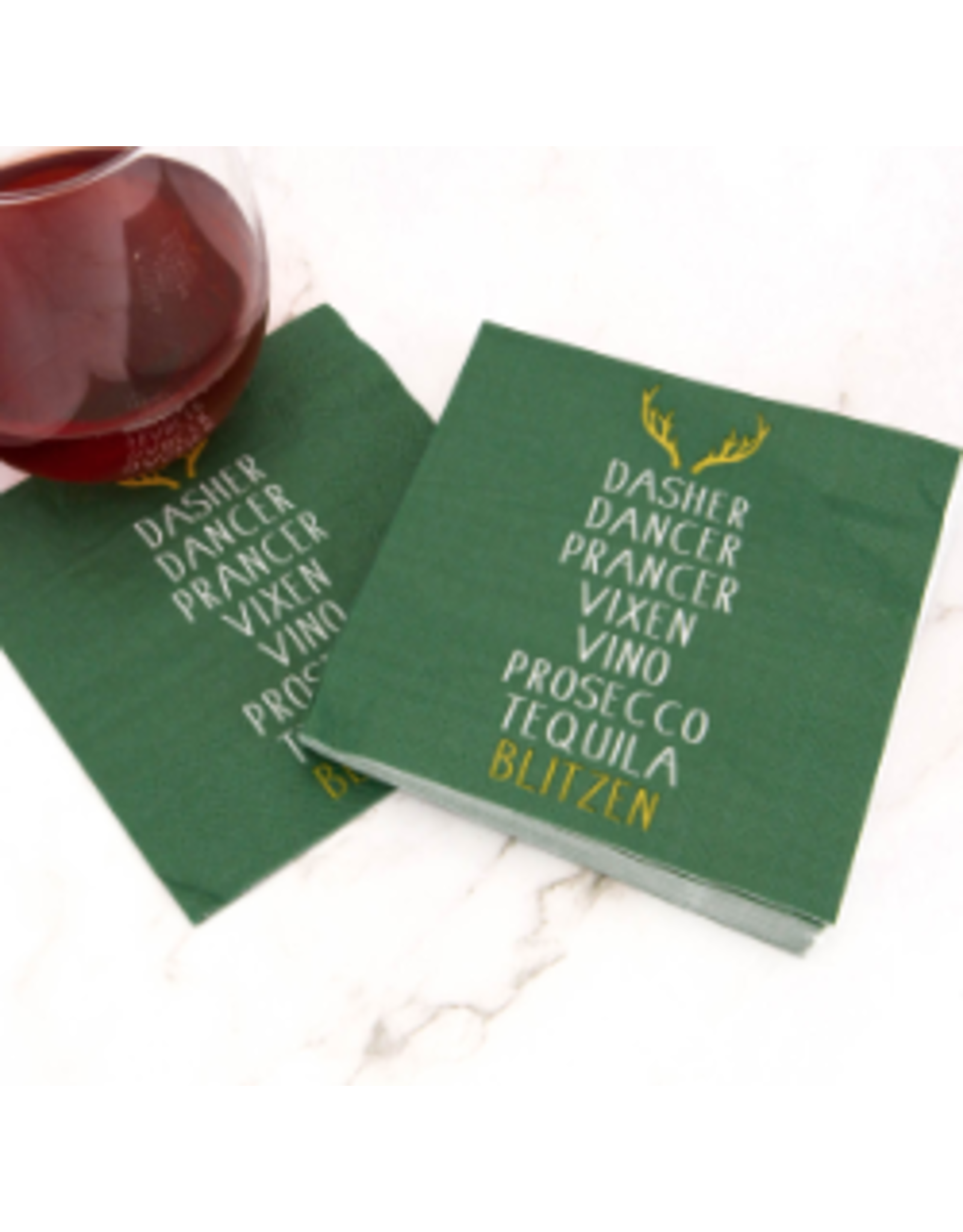 The Royal Standard Blitzen Cocktail Napkins, dark green/white