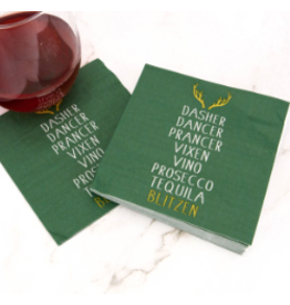 The Royal Standard Blitzen Cocktail Napkins, dark green/white