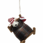 Creative Co-Op Wool Felt Mouse in Bed 2/ Hat Ornament