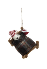 Creative Co-Op Wool Felt Mouse in Bed 2/ Hat Ornament