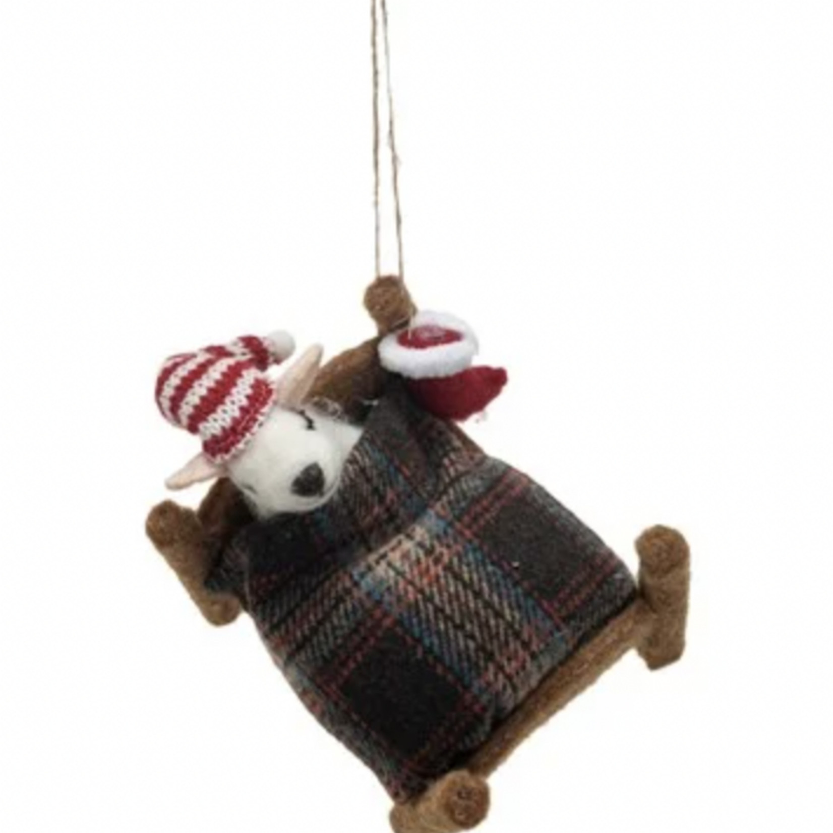 Creative Co-Op Wool Felt Mouse in Bed 2/ Hat Ornament