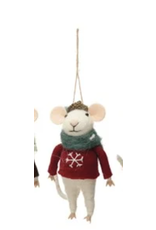 Creative Co-Op Wool Felt Mouse in Hat & Sweater