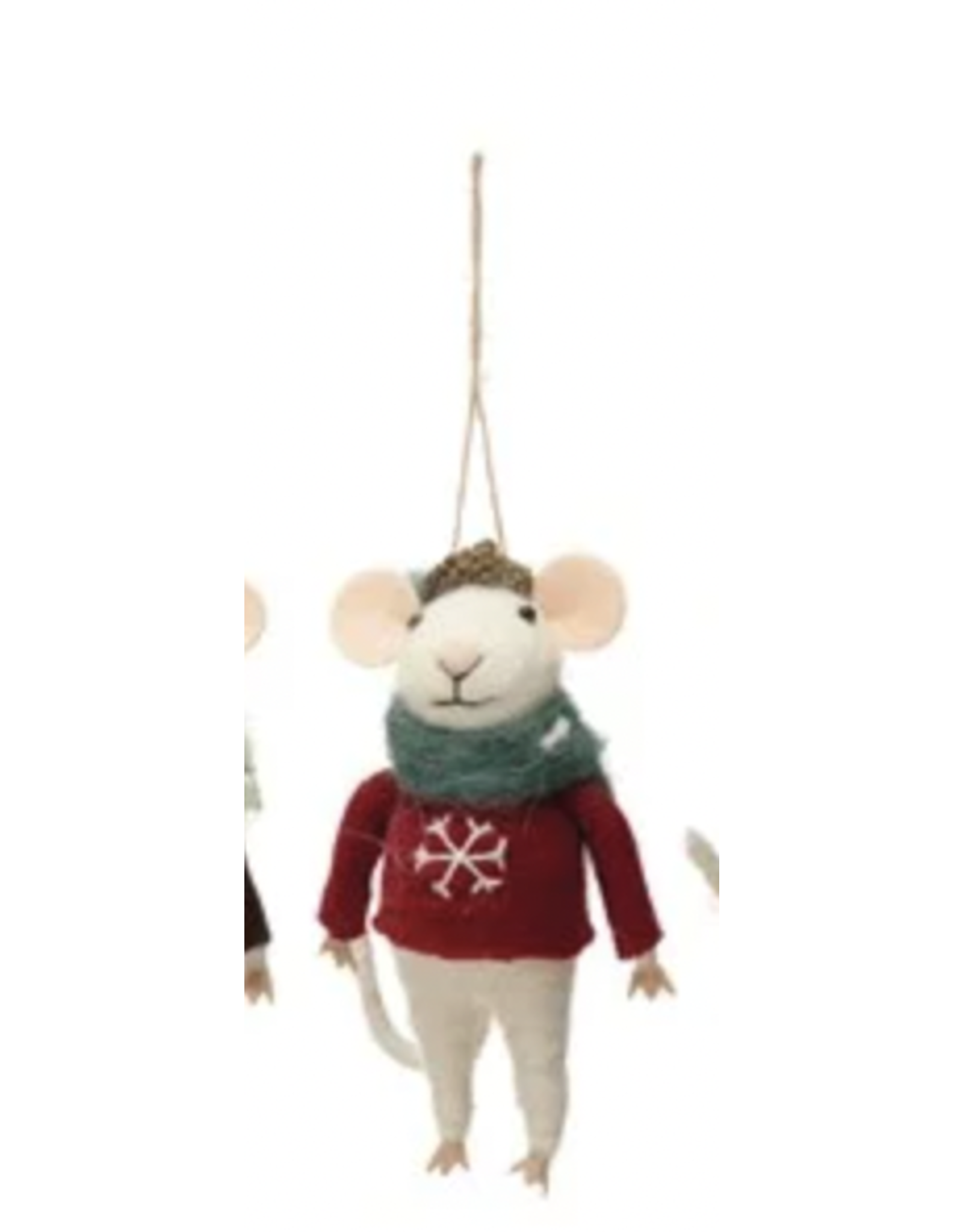 Creative Co-Op Wool Felt Mouse in Hat & Sweater