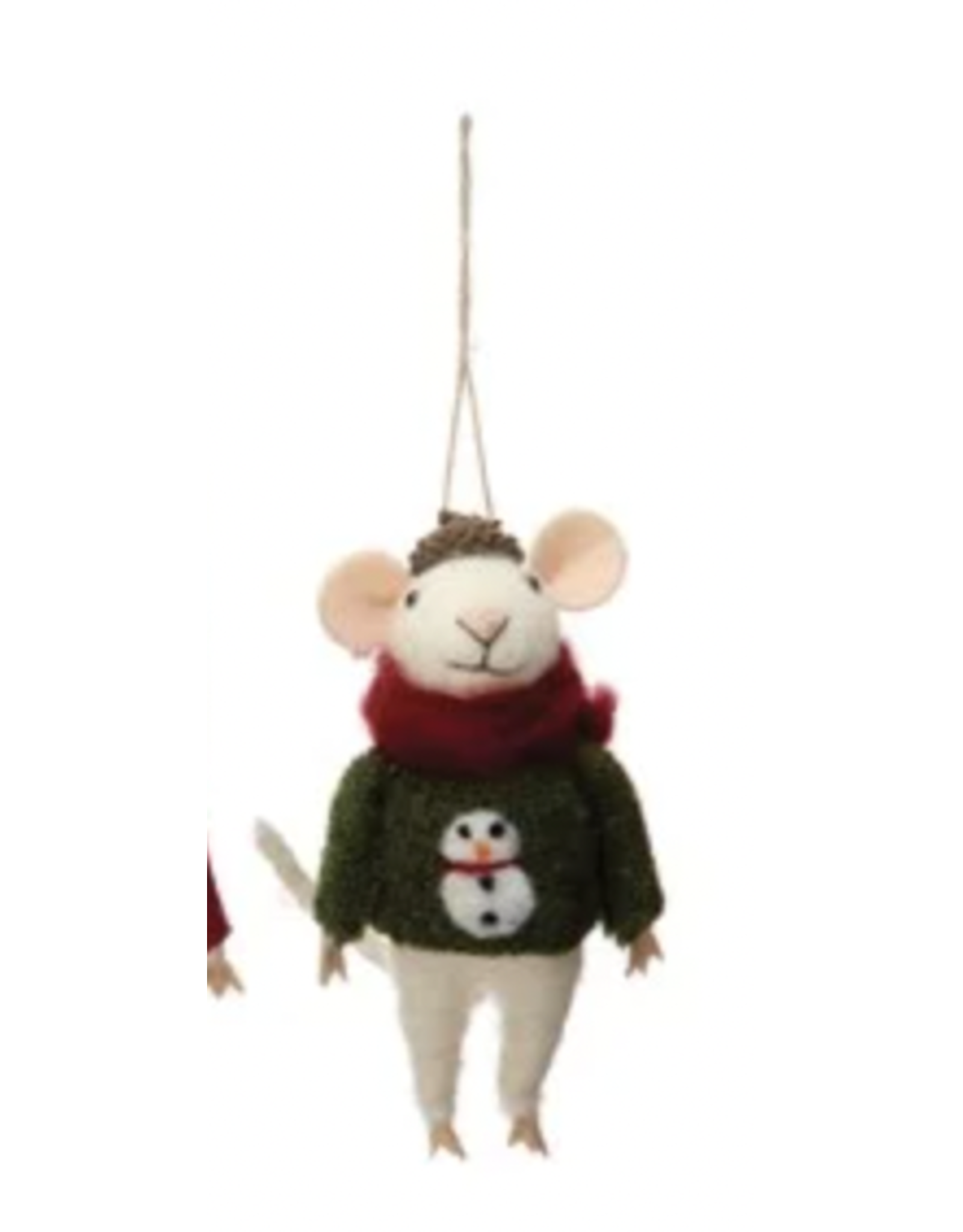 Creative Co-Op Wool Felt Mouse in Hat & Sweater