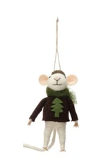 Creative Co-Op Wool Felt Mouse in Hat & Sweater
