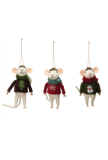 Creative Co-Op Wool Felt Mouse in Hat & Sweater