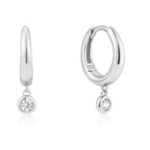 Ania Haie Ania Haie Sunshine Chaser Cubic Zirconia Drop Huggies, silver