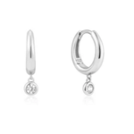 Ania Haie Ania Haie Sunshine Chaser Cubic Zirconia Drop Huggies, silver