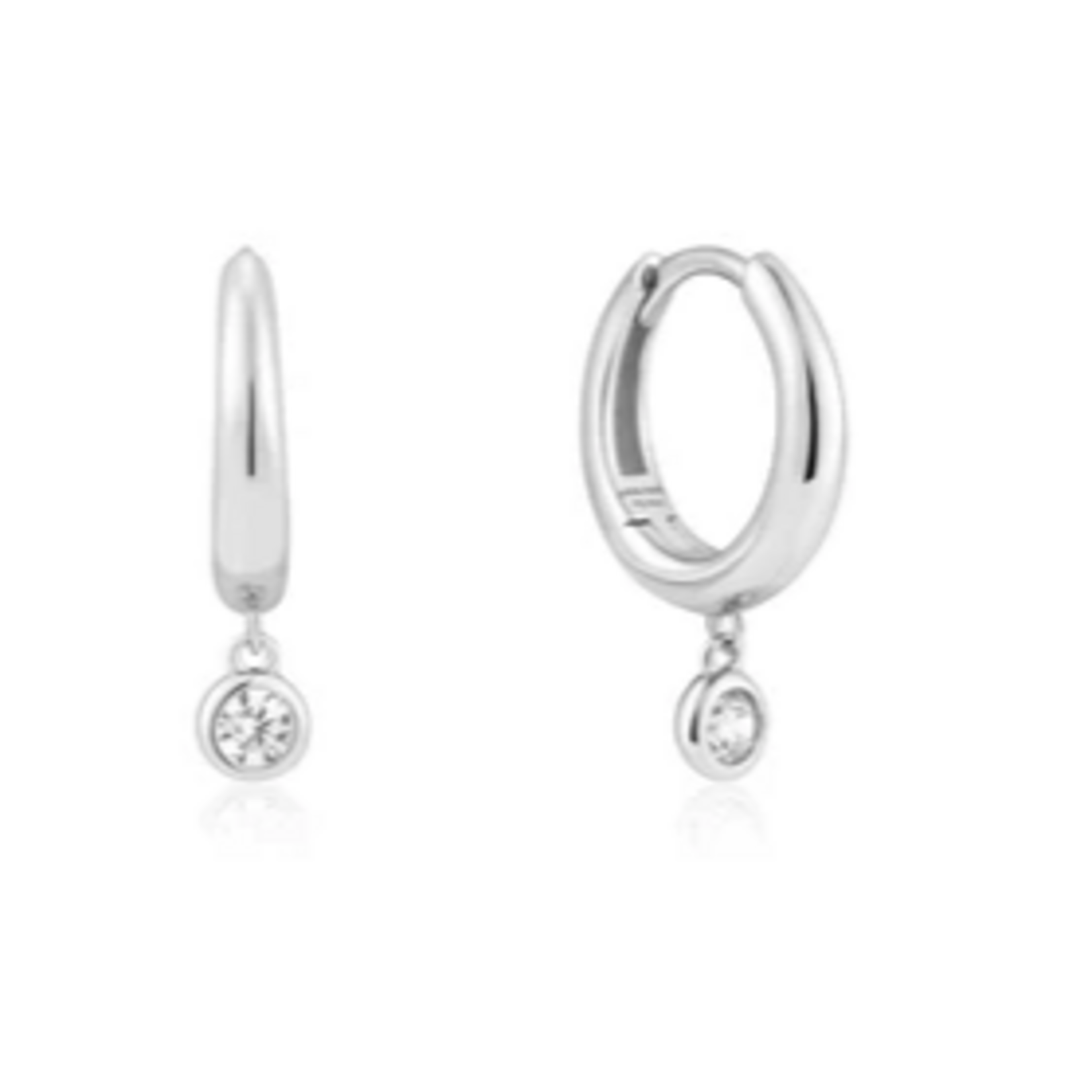 Ania Haie Ania Haie Sunshine Chaser Cubic Zirconia Drop Huggies, silver
