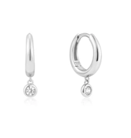 Ania Haie Ania Haie Sunshine Chaser Cubic Zirconia Drop Huggies, silver