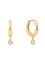 Ania Haie Ania Haie Sunshine Chaser Cubic Zirconia Drop Huggies, gold