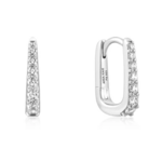 Ania Haie Ania Haie Sunshine Chaser Oval Pave Huggies, silver