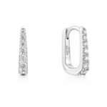 Ania Haie Sunshine Chaser Oval Pave Huggies, silver