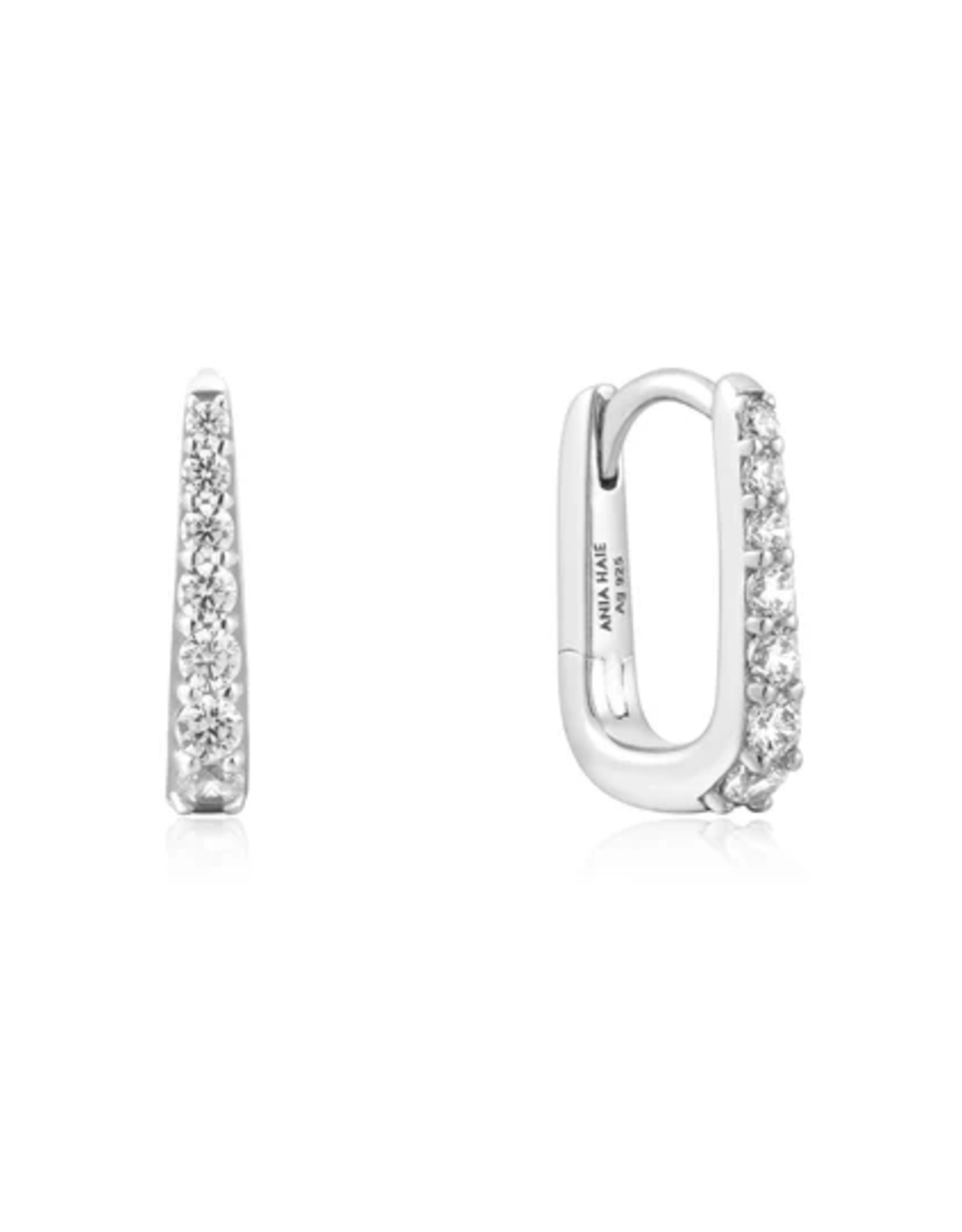 Ania Haie Ania Haie Sunshine Chaser Oval Pave Huggies, silver
