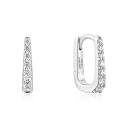 Ania Haie Ania Haie Sunshine Chaser Oval Pave Huggies, silver