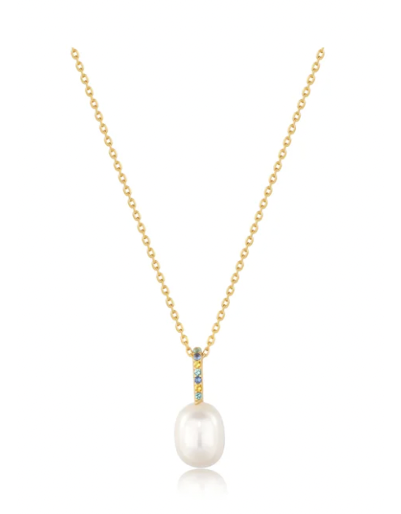 Ania Haie Ania Haie Modern Muse Gem Pearl Drop Pendant Necklace, gold