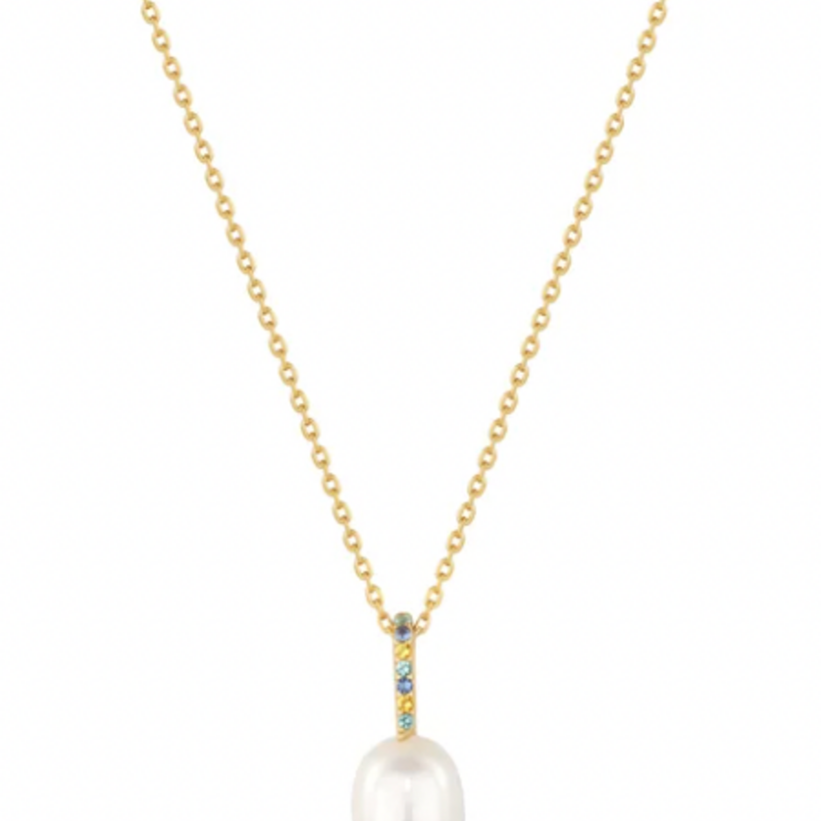 Ania Haie Ania Haie Modern Muse Gem Pearl Drop Pendant Necklace, gold