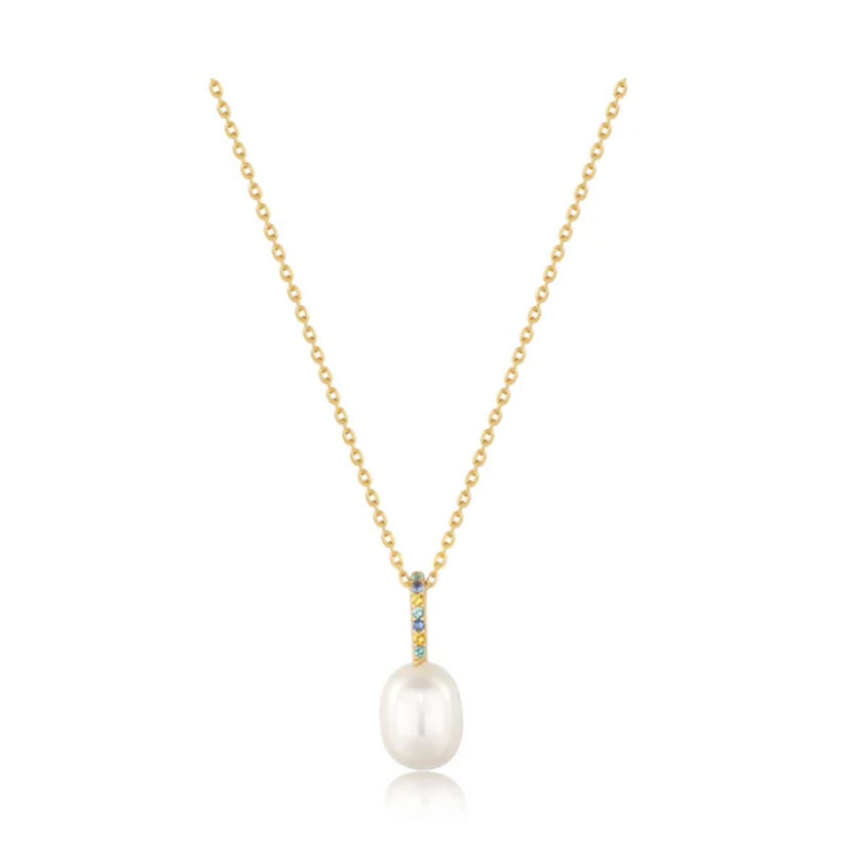 Ania Haie  Modern Muse Gem Pearl Drop Pendant Necklace, gold