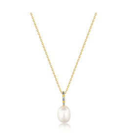 Ania Haie Ania Haie Modern Muse Gem Pearl Drop Pendant Necklace, gold