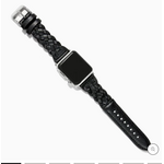 Brighton Sutton Braided Leather Watch Band, black