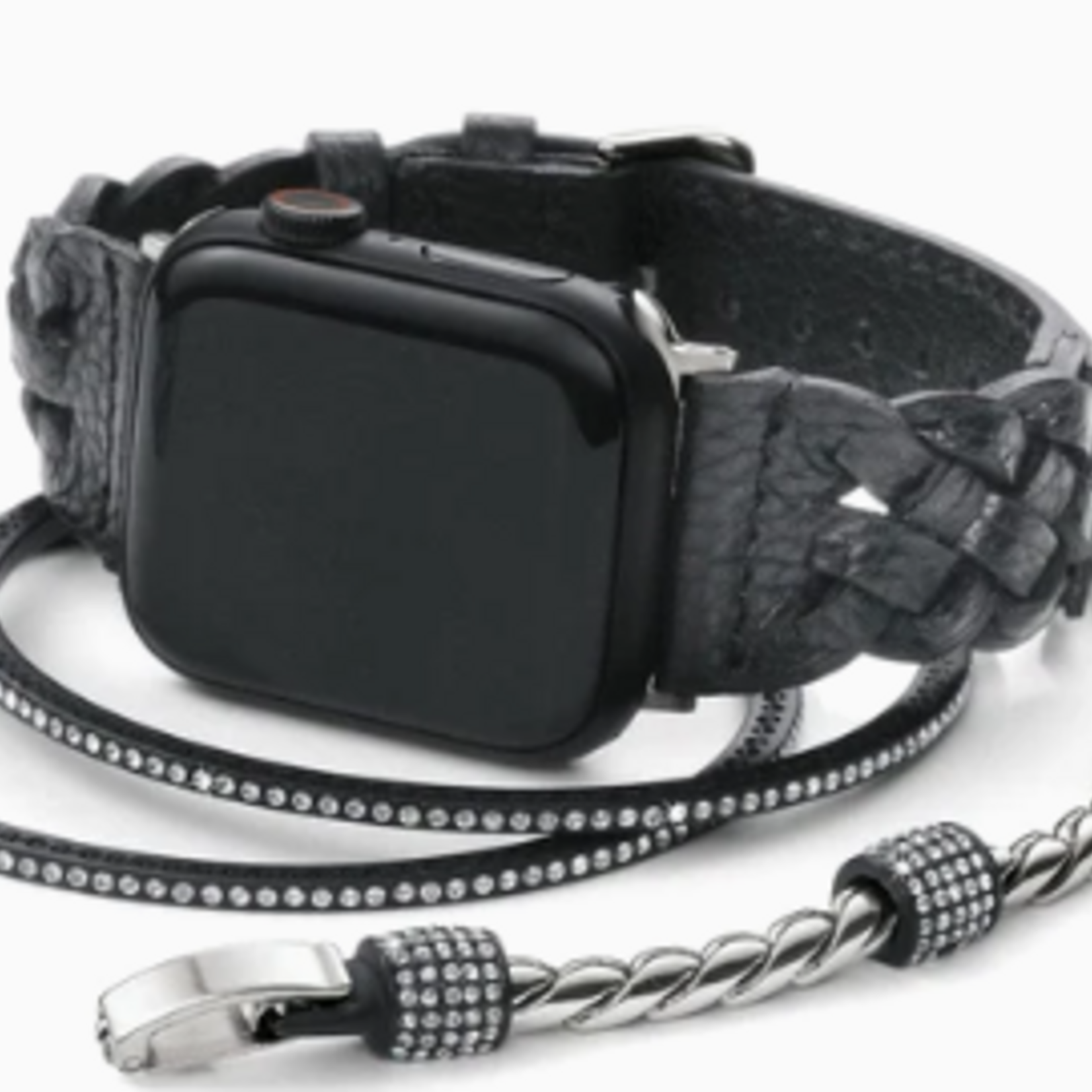 Brighton Brighton Sutton Braided Leather Watch Band, black