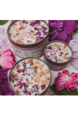 Ash & Rose Love Notes Candle, Rose Petals Pink Himalayan Salt Flower, 8 oz