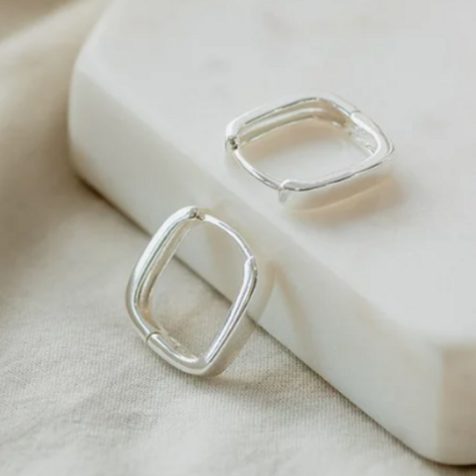 Glee Petite Square Hoop Earrings, silver