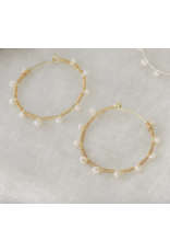 Glee Jolie Hoops, gold/white pearl