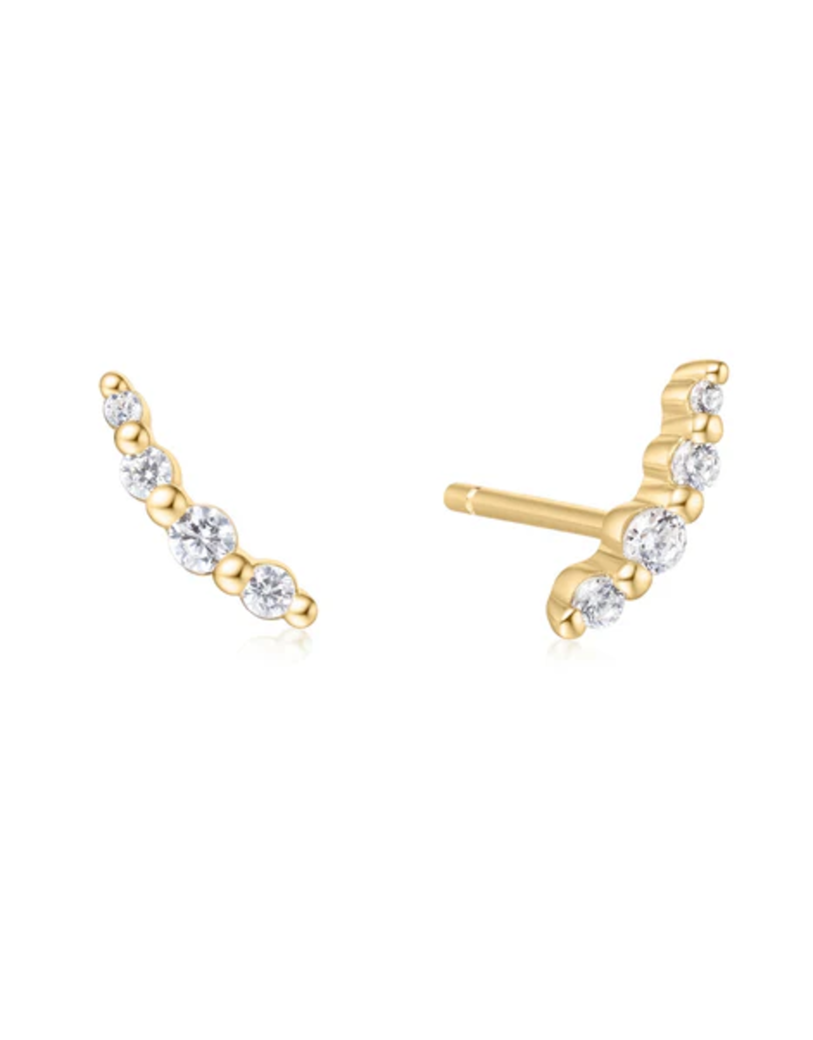 Ania Haie Ania Haie Miss Dainty Bezel Beaded Stone Stud Earrings, gold