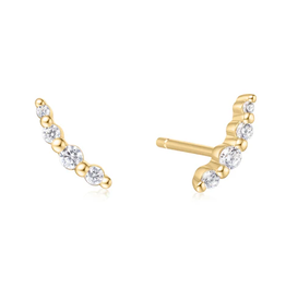 Ania Haie Ania Haie Miss Dainty Bezel Beaded Stone Stud Earrings, gold