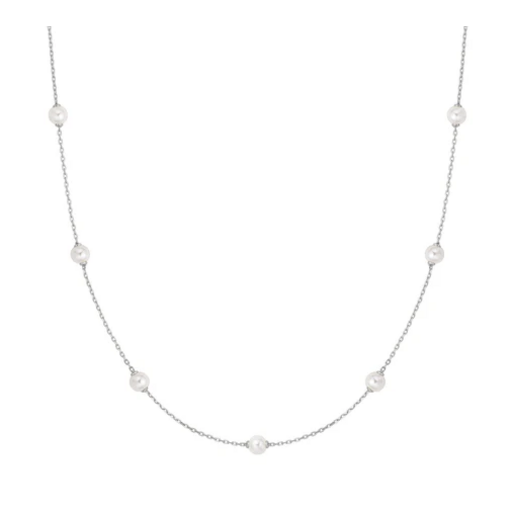 Ania Haie Miss Dainty Shell Pearl Station Chain Necklace, silver