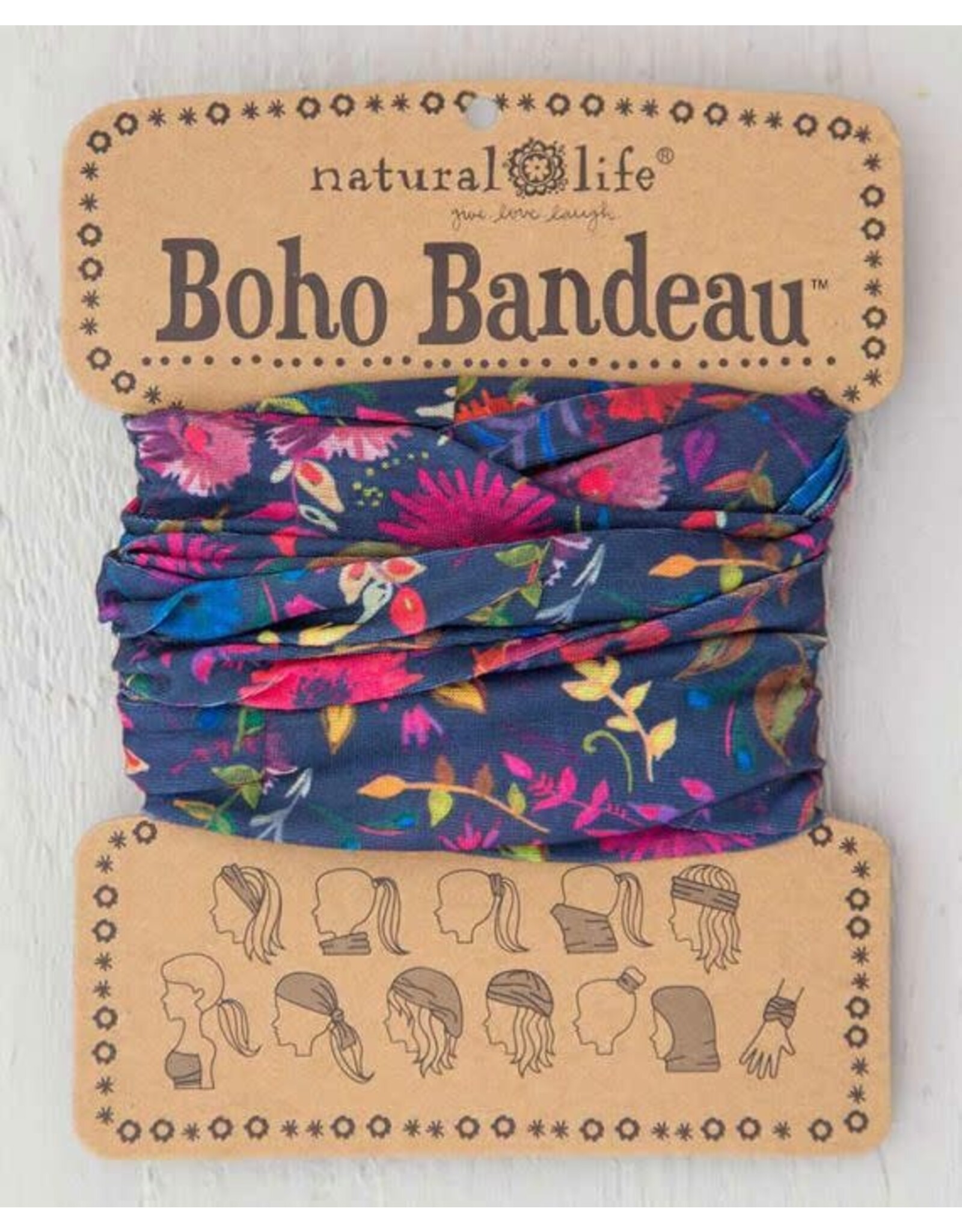 Natural LIfe Boho Bandeau, Wild Flowers on Navy