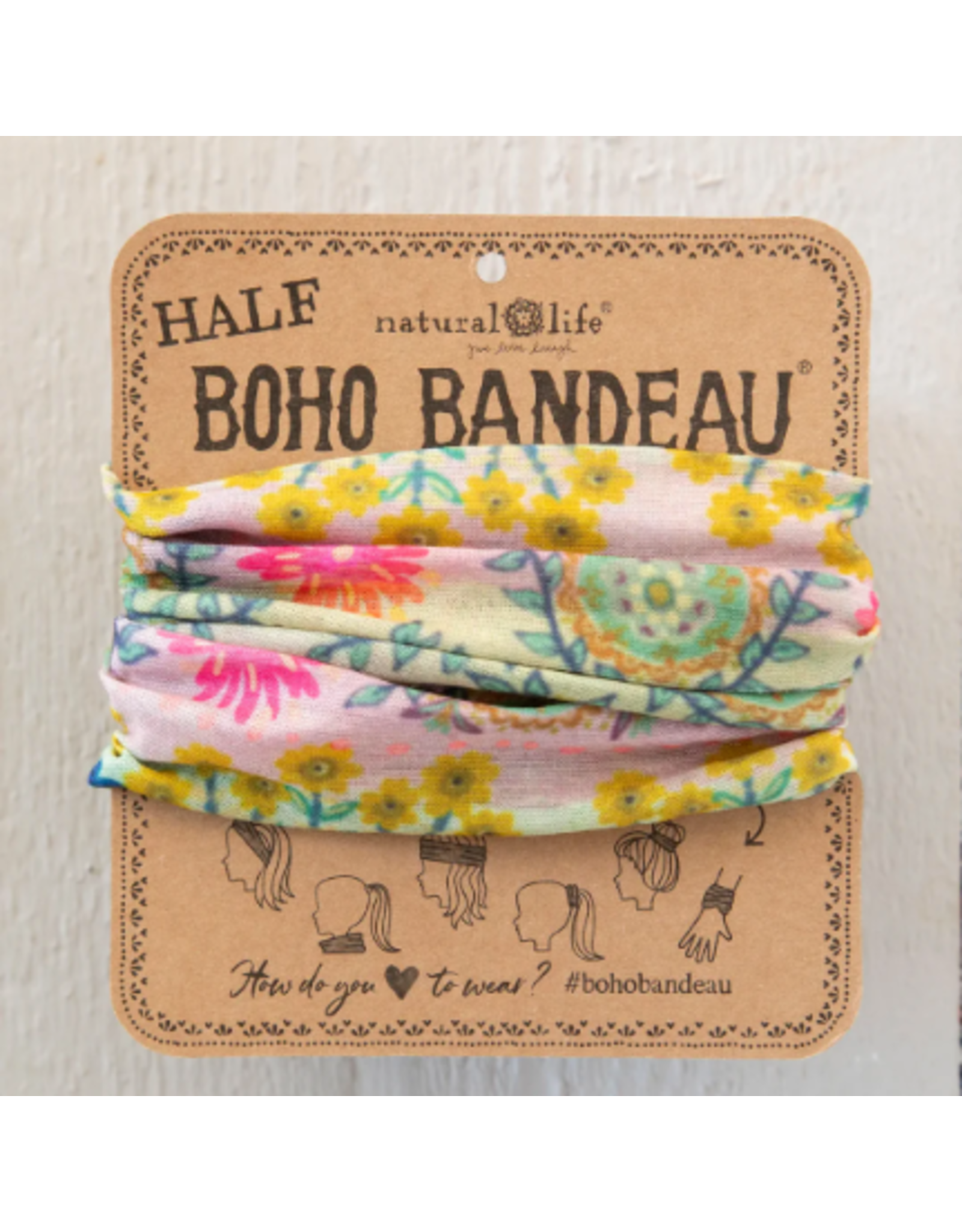 Natural LIfe Half Boho Bandeau, Mint Borders