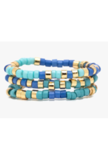Pura Vida Mixed Seed Bead Gold Stretch Ring, set of 3