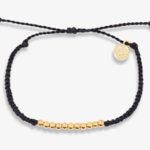 Pura Vida Harper Bead Gold String Bracelet, black