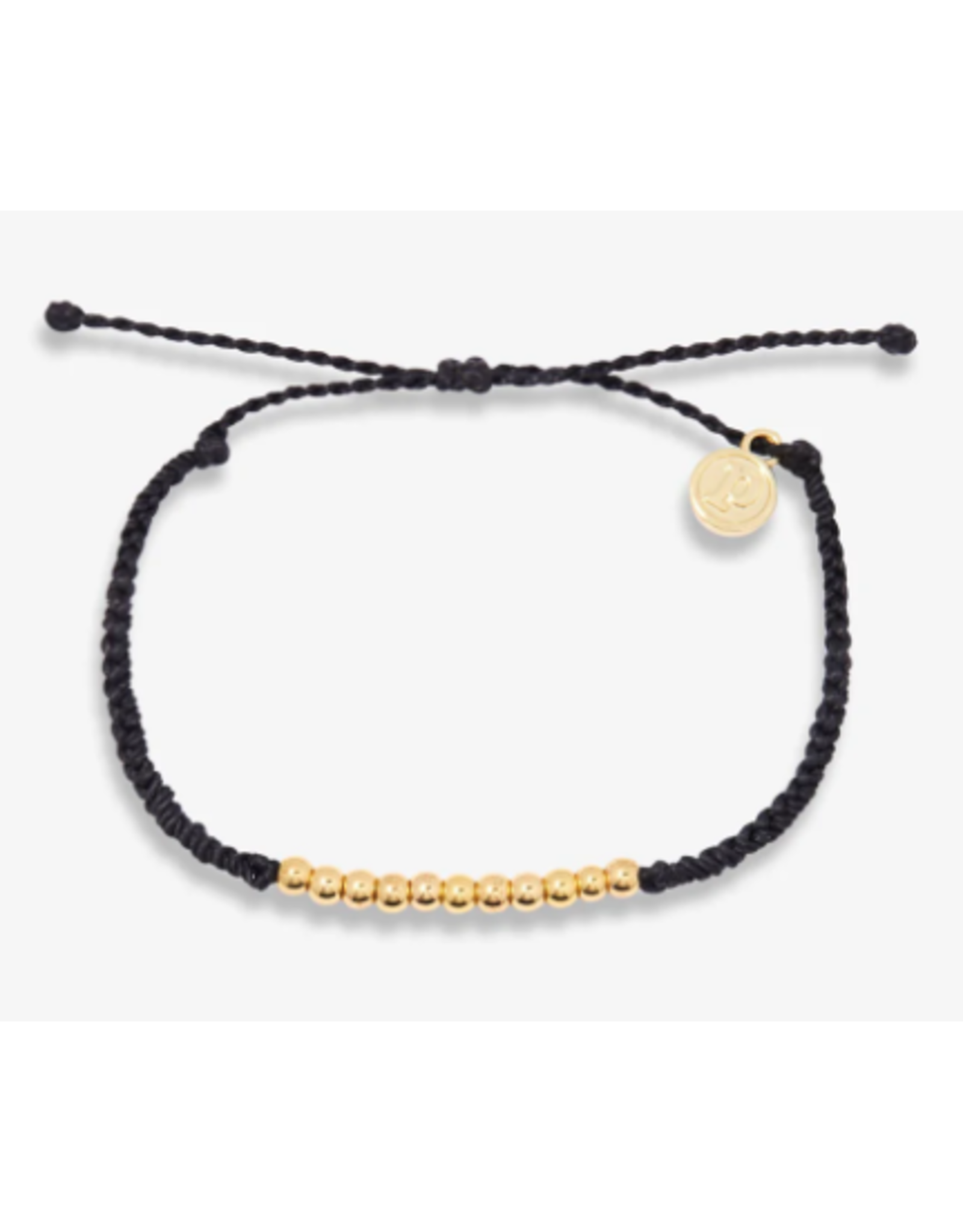 Pura Vida Harper Bead Gold String Bracelet, black