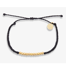 Pura Vida Harper Bead Gold String Bracelet, black