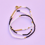 Pura Vida Mixed Seed Bead Stretch Bracelet (Set of 3), Monochrome