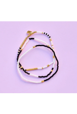 Pura Vida Mixed Seed Bead Stretch Bracelet (Set of 3), Monochrome