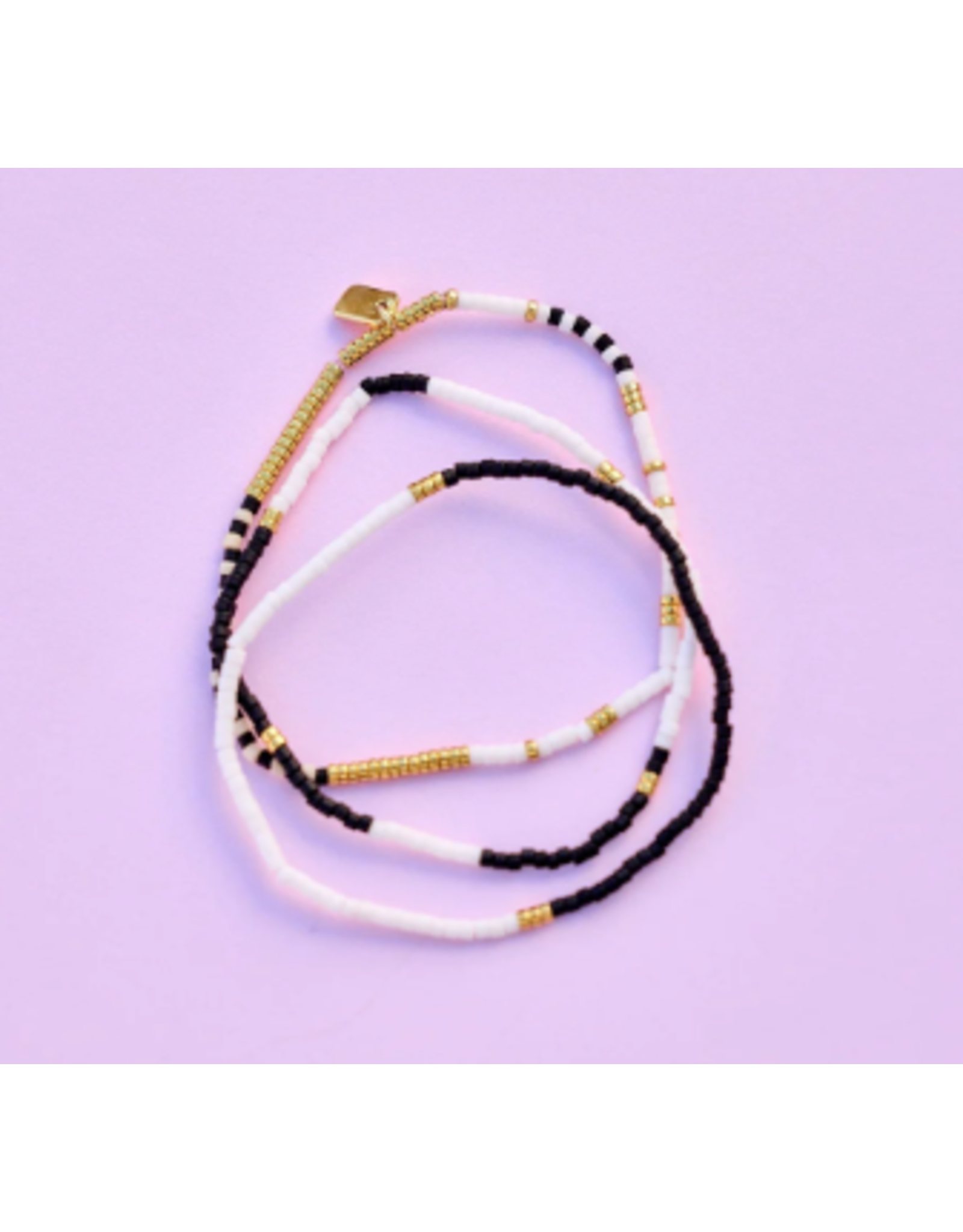 Pura Vida Mixed Seed Bead Stretch Bracelet (Set of 3), Monochrome