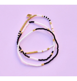 Pura Vida Mixed Seed Bead Stretch Bracelet (Set of 3), Monochrome
