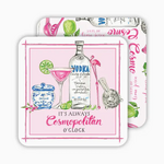 It's Always Cosmopolitan O'Clock Square Coasters, set of 20