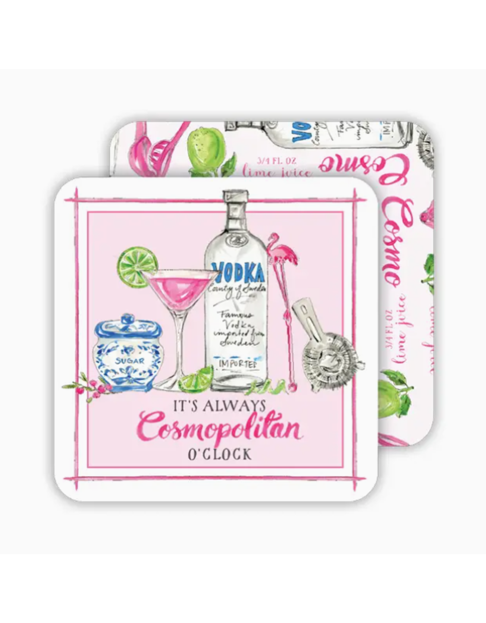 It's Always Cosmopolitan O'Clock Square Coasters, set of 20