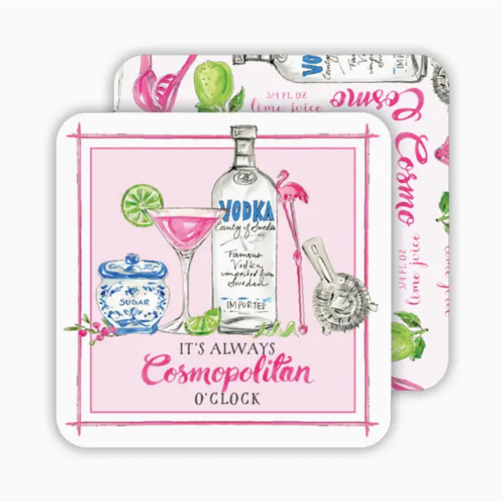 It's Always Cosmopolitan O'Clock Square Coasters, set of 20