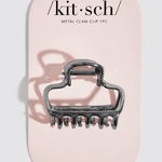 Kitsch Kitsch Metal Medium Open Shape Puffy Claw Clip, Hematite