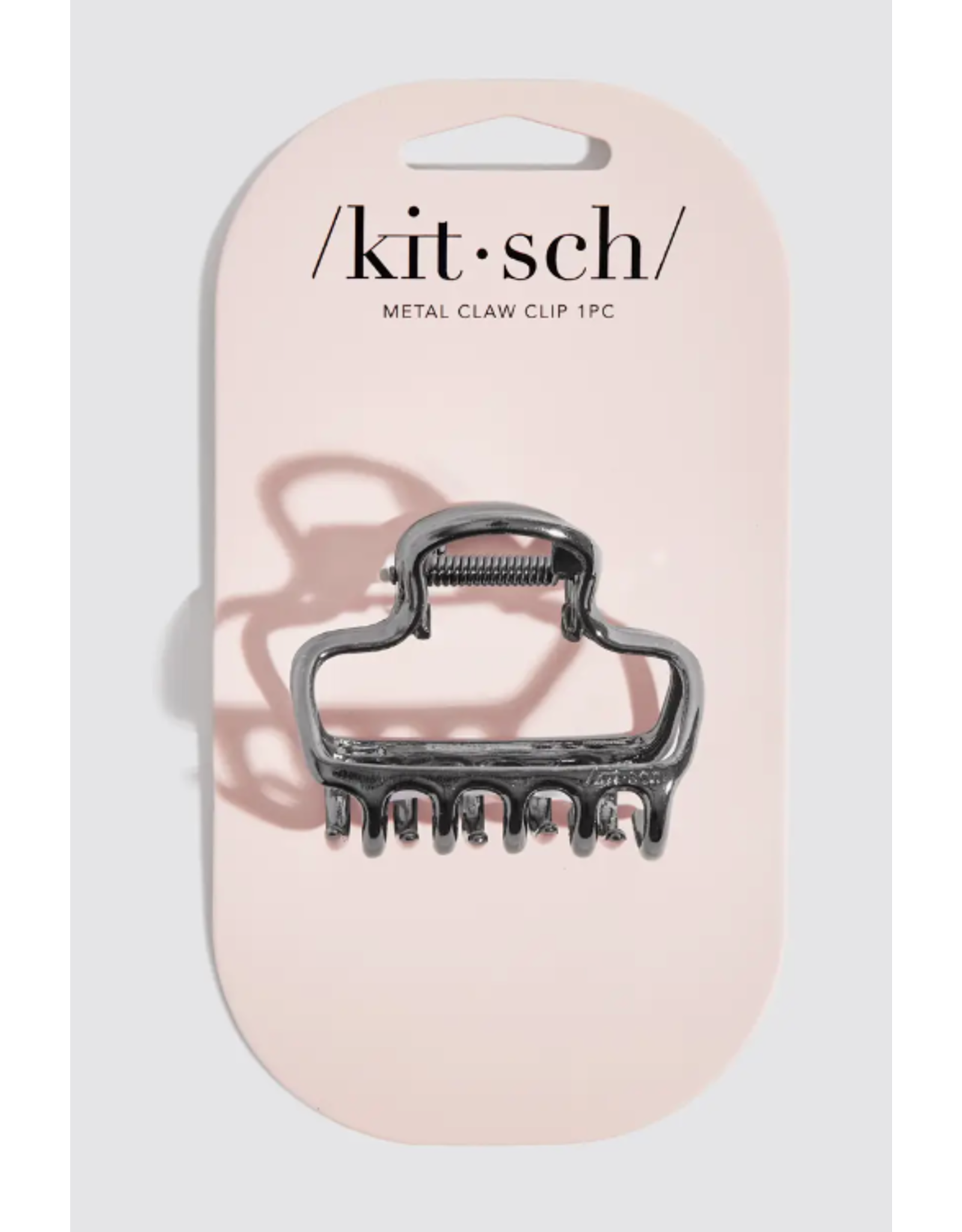 Kitsch Kitsch Metal Medium Open Shape Puffy Claw Clip, Hematite