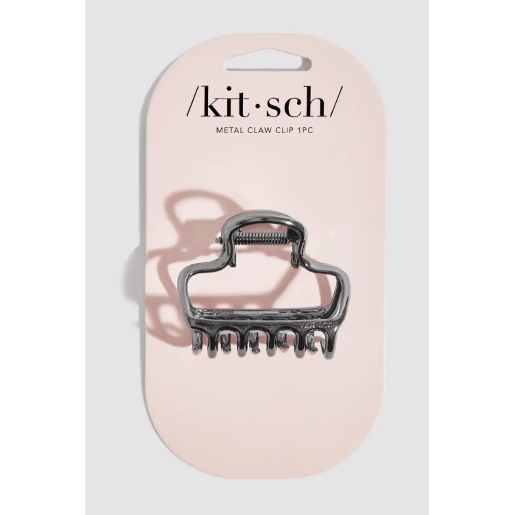 Kitsch Kitsch Metal Medium Open Shape Puffy Claw Clip, Hematite