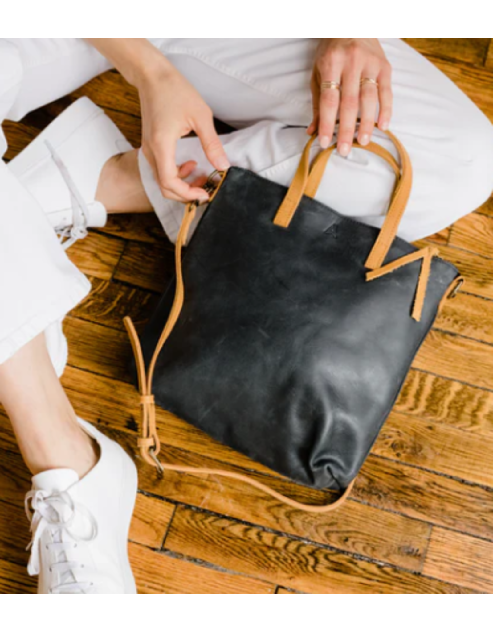 ABLE Abera Commuter Bag, Black/Cognac
