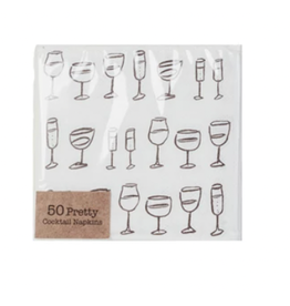 Creative Co-Op Paper Cocktail Napkins w/ Wine Art