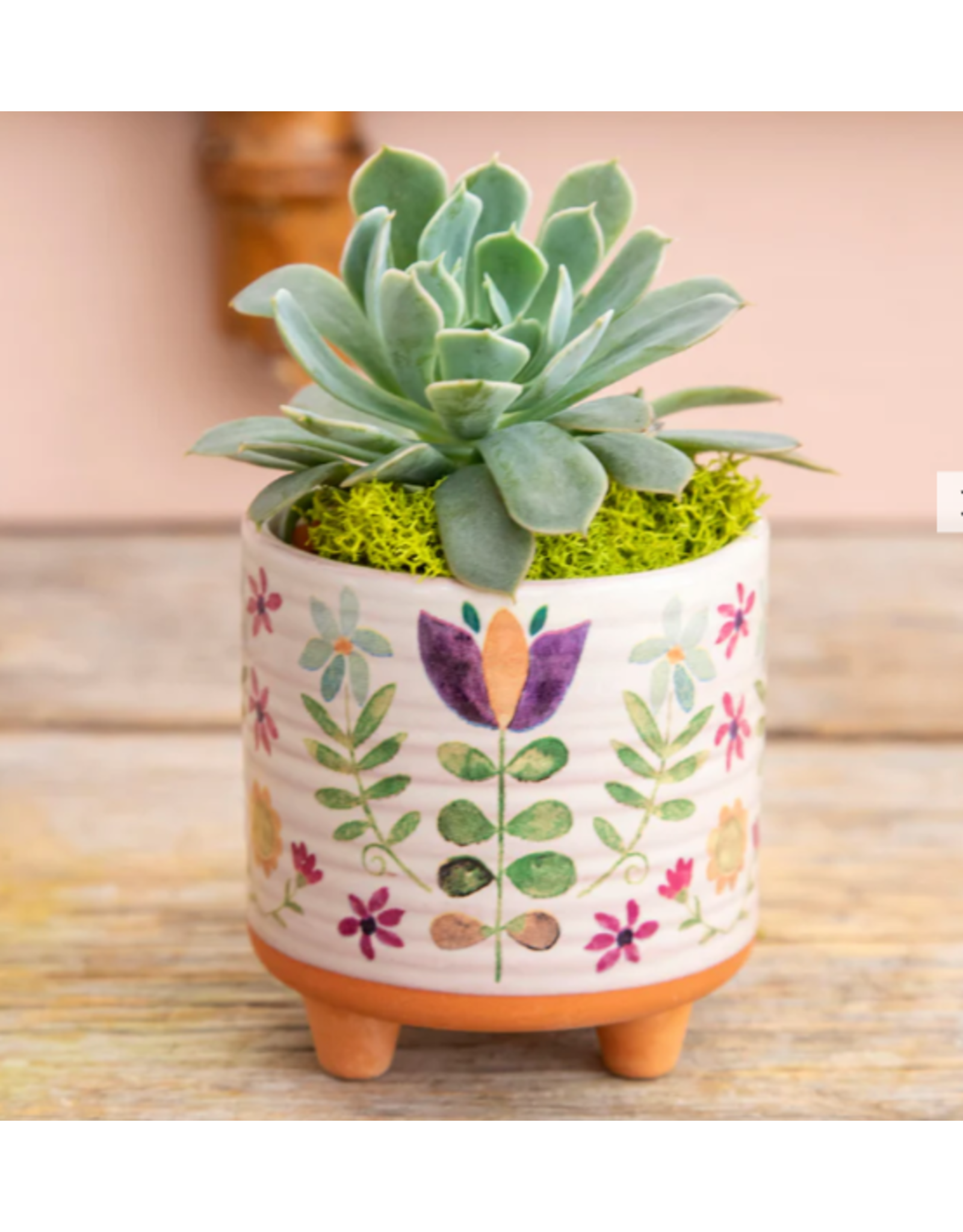 Natural LIfe Mini Artisan Planter, Folk Flower